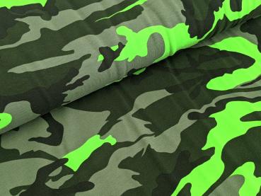 Baumwolljersey Camouflage Tarnmuster Grün